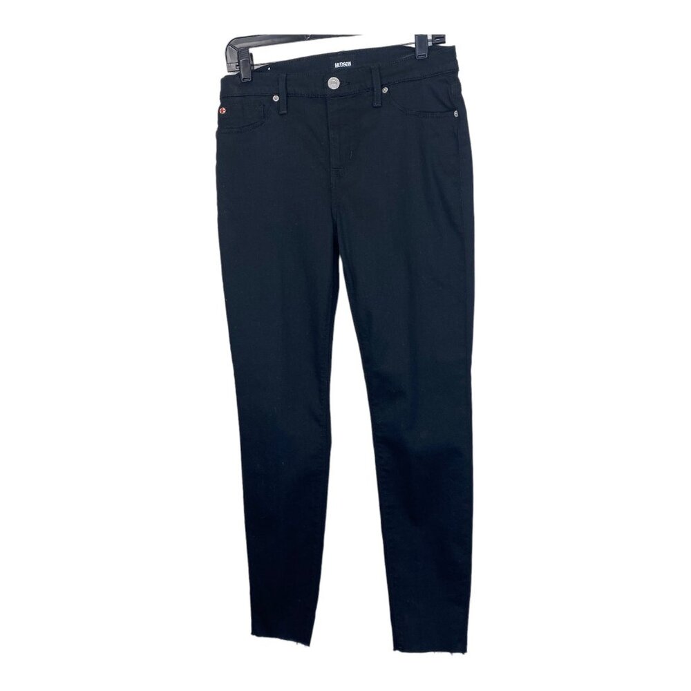 Hudson Natalie Super Skinny Mid Rise Raw Hem Jeans Black Stretchy 29 NWOT - Picture 12 of 12